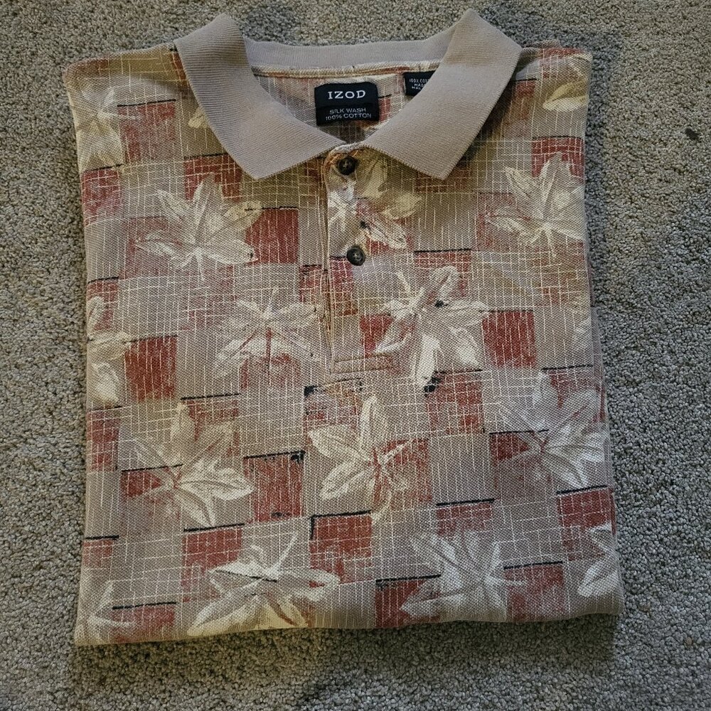 Izod Golf Polo Shirt Mens Cotton Nylon Blend Stretchy Super Soft size L